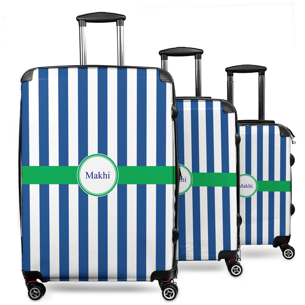 Custom Stripes 3 Piece Luggage Set - 20" Carry On, 24" Medium Checked, 28" Large Checked (Personalized)