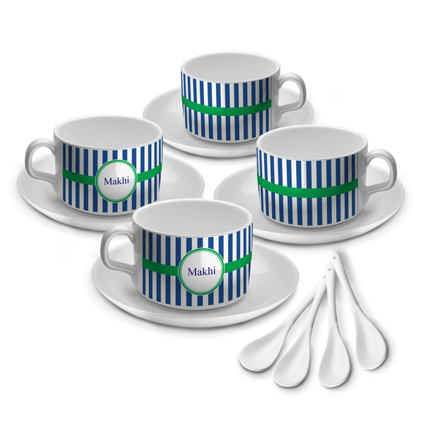 Custom Stripes Tea Cup - Set of 4 (Personalized)