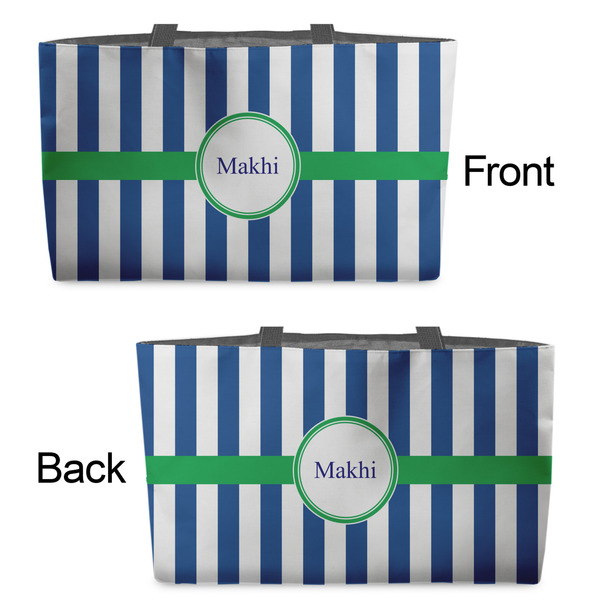 Stripes Tote w/Black Handles - Front & Back Views