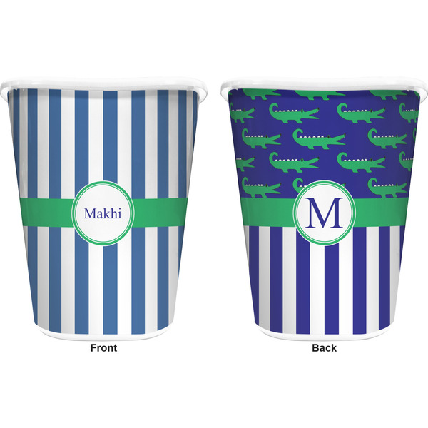 Stripes Trash Can White - Front and Back - Apvl
