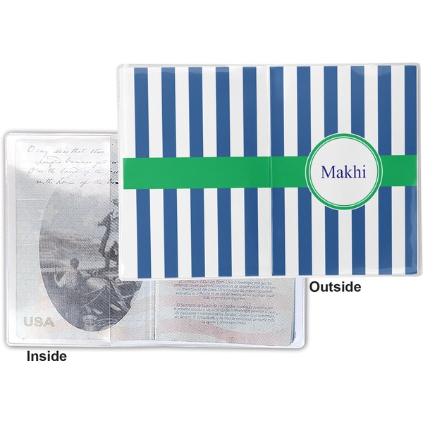 Stripes Vinyl Passport Holder - Flat Front and Back