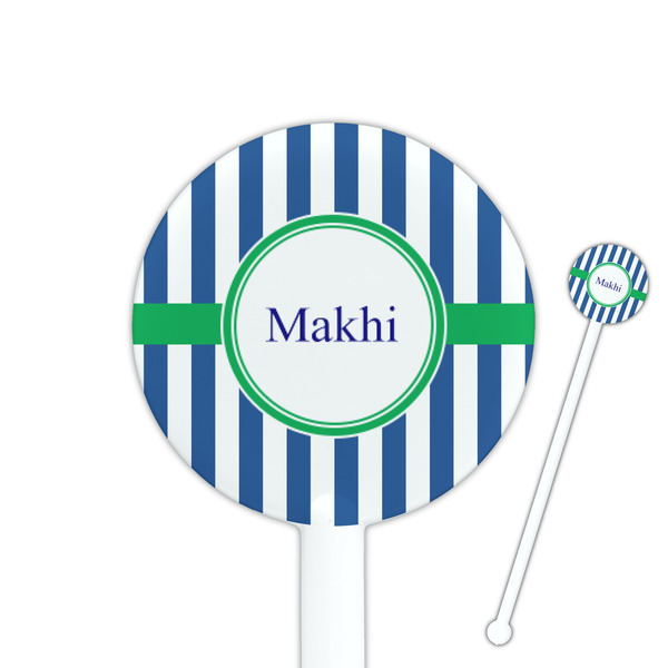 Custom Stripes 5.5" Round Plastic Stir Sticks - White - Single Sided (Personalized)