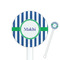 Stripes 5.5" Round Plastic Stir Sticks - White - Single Sided (Personalized)