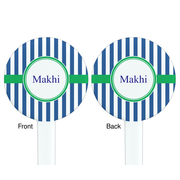Stripes White Plastic 7" Stir Stick - Double Sided - Round - Front & Back