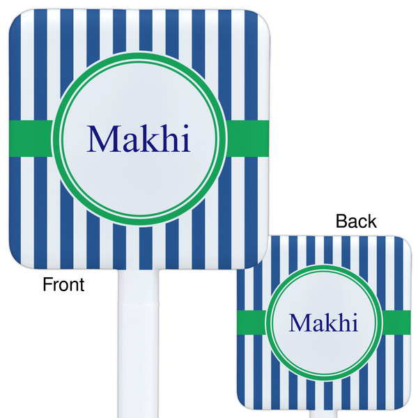 Stripes White Plastic Stir Stick - Double Sided - Approval