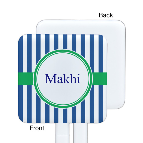 Stripes White Plastic Stir Stick - Single Sided - Square - Approval