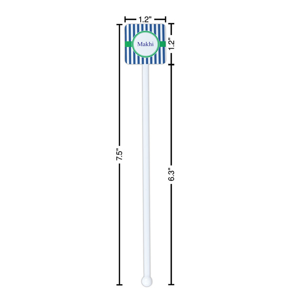 Stripes White Plastic Stir Stick - Square - Dimensions