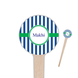Stripes 4" Round Wooden Food Picks - Single Sided (Personalized)