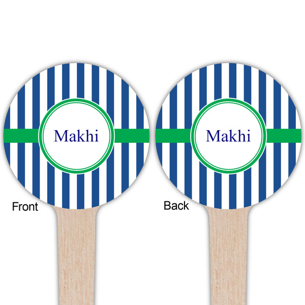 Stripes Wooden 4" Food Pick - Round - Double Sided - Front & Back