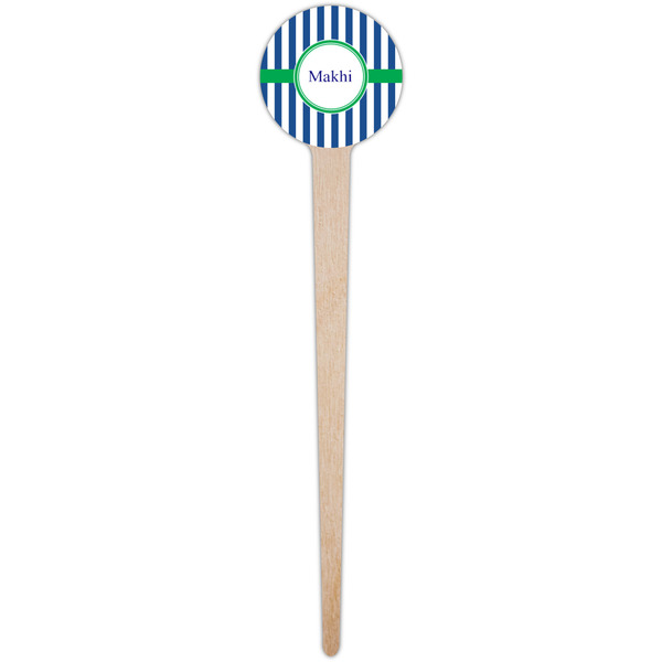 Stripes Wooden 4" Food Pick - Round - Single Pick