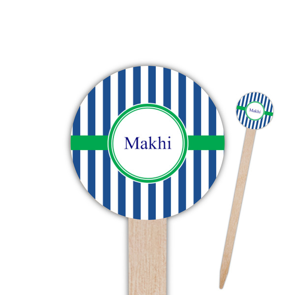 Custom Stripes Round Wooden Food Picks (Personalized)