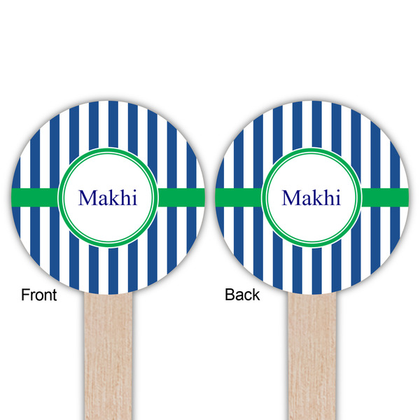 Stripes Wooden 6" Food Pick - Round - Double Sided - Front & Back