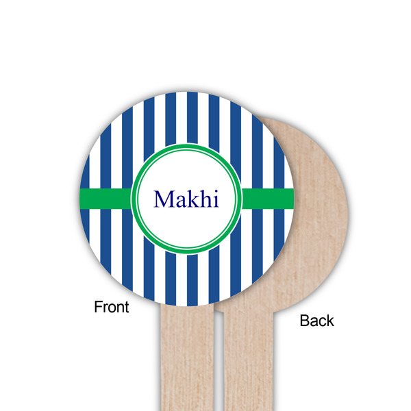 Stripes Wooden 6" Food Pick - Round - Single Sided - Front & Back