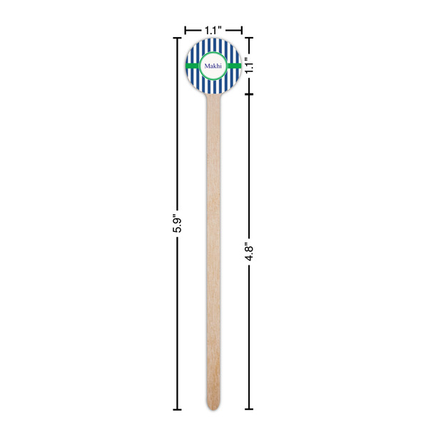 Stripes Wooden 6" Stir Stick - Round - Dimensions