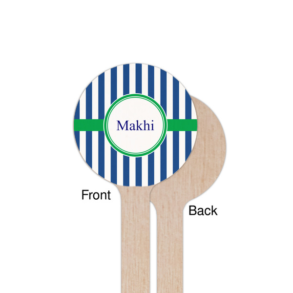 Stripes Wooden 7.5" Stir Stick - Round - Single Sided - Front & Back