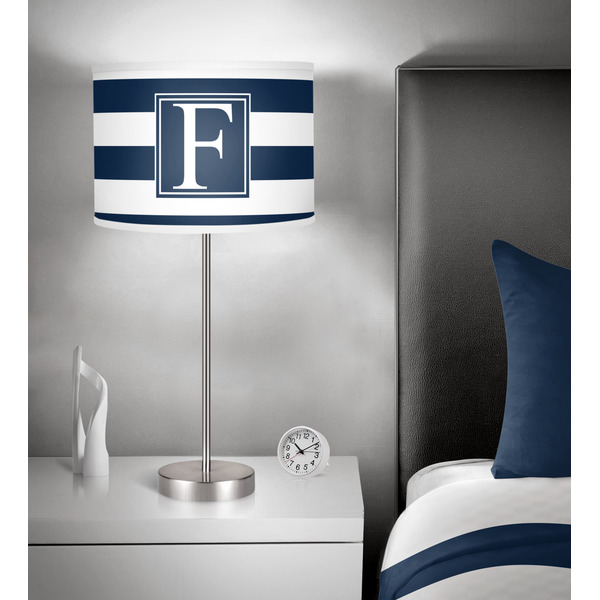 Horizontal Stripe 13 inch drum lamp shade - in room