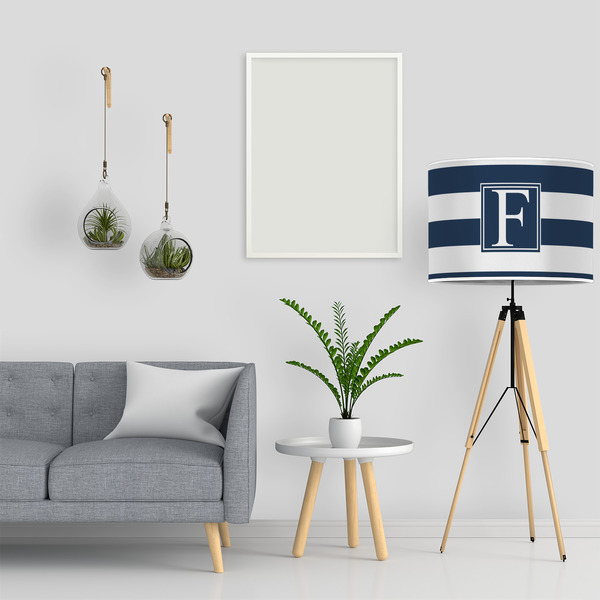 Horizontal Stripe 16" Drum Lampshade - LIFESTYLE