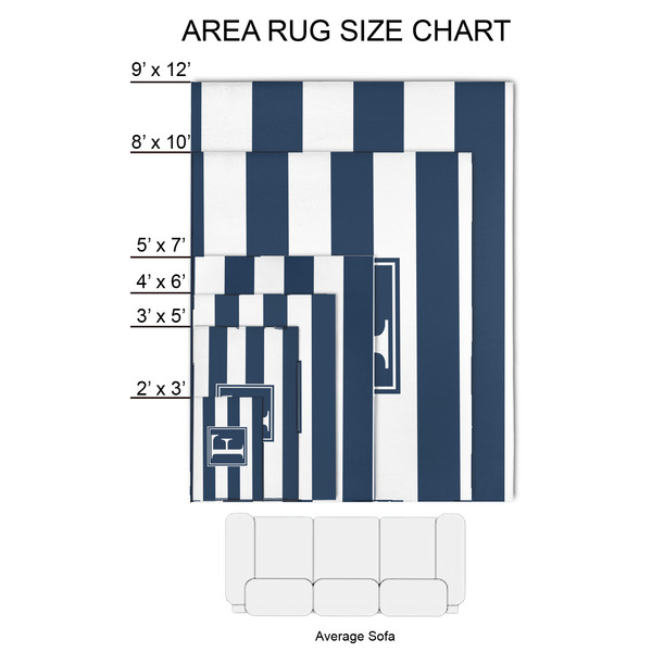 Horizontal Stripe 2'x3' Indoor Area Rugs - Size Chart