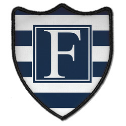 Horizontal Stripe Iron On Shield Patch B w/ Initial