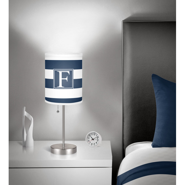 Horizontal Stripe 7 inch drum lamp shade - in room