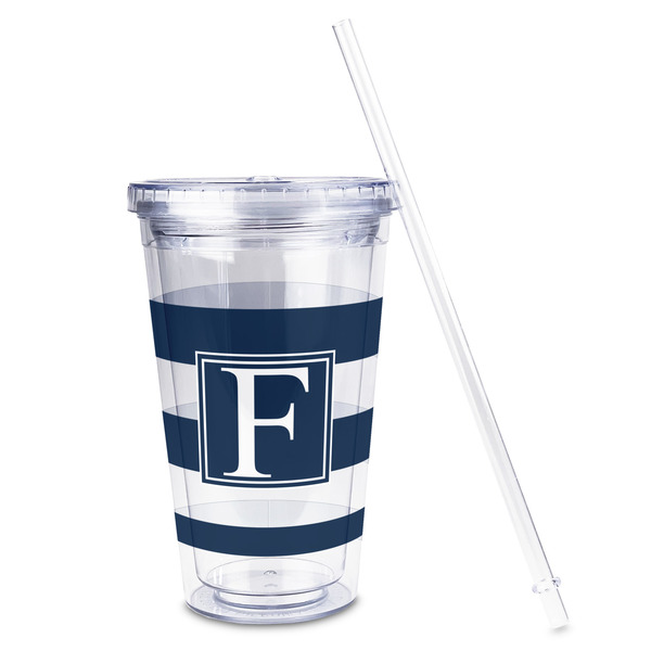 Horizontal Stripe Acrylic Tumbler - Full Print - Front straw out