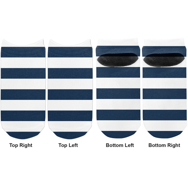 Horizontal Stripe Adult Ankle Socks - Double Pair - Front and Back - Apvl