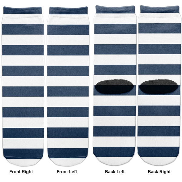 Horizontal Stripe Adult Crew Socks - Double Pair - Front and Back - Apvl