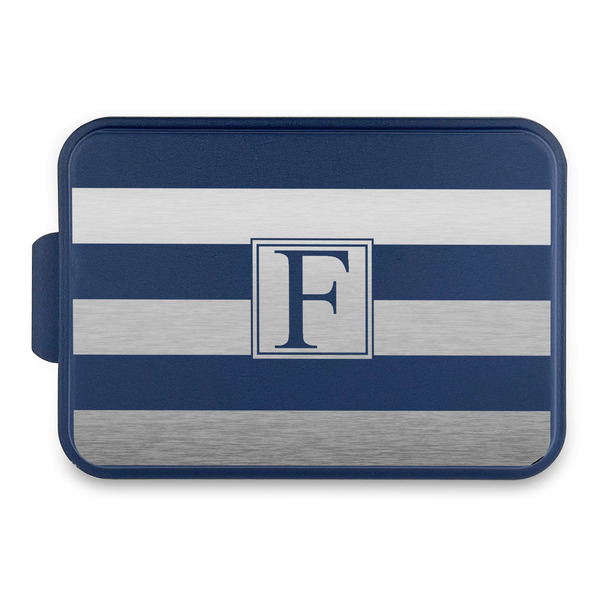 Custom Horizontal Stripe Aluminum Baking Pan with Navy Lid (Personalized)