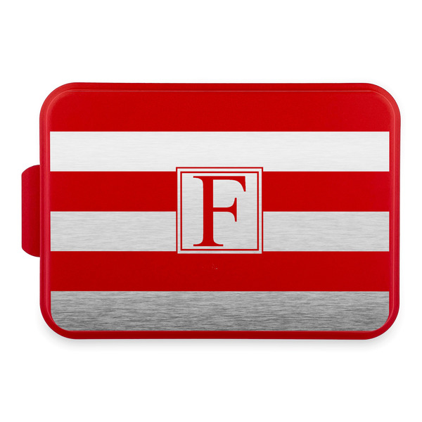 Custom Horizontal Stripe Aluminum Baking Pan with Red Lid (Personalized)