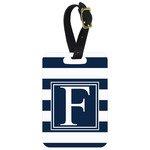 Horizontal Stripe Metal Luggage Tag w/ Initial