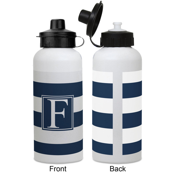 Horizontal Stripe Aluminum Water Bottle - White APPROVAL