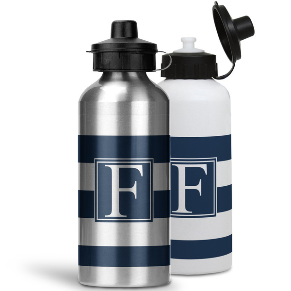 Horizontal Stripe Aluminum Water Bottles - MAIN (white &silver)