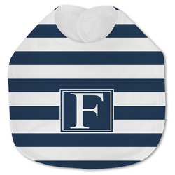 Horizontal Stripe Jersey Knit Baby Bib w/ Initial