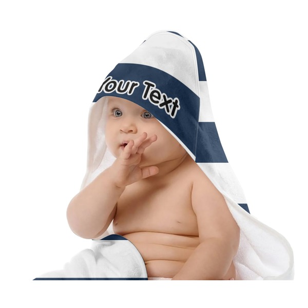 Horizontal Stripe Baby Hooded Towel on Child