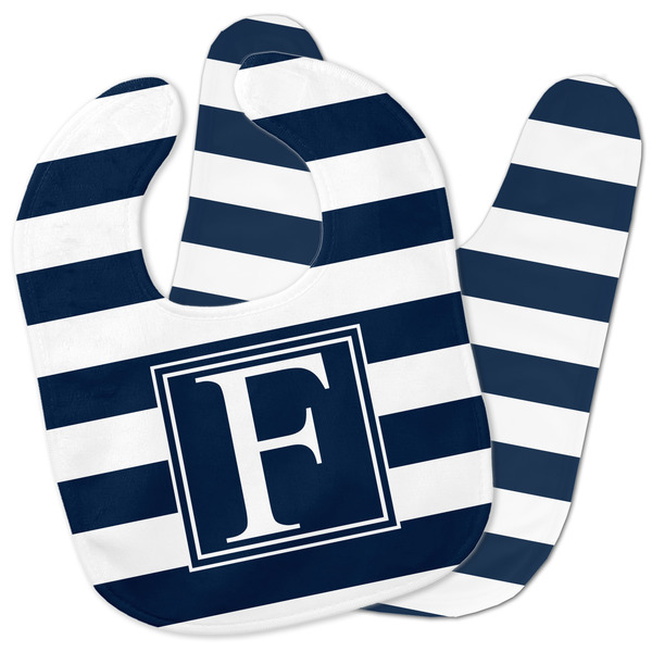 Custom Horizontal Stripe Baby Bib w/ Initial