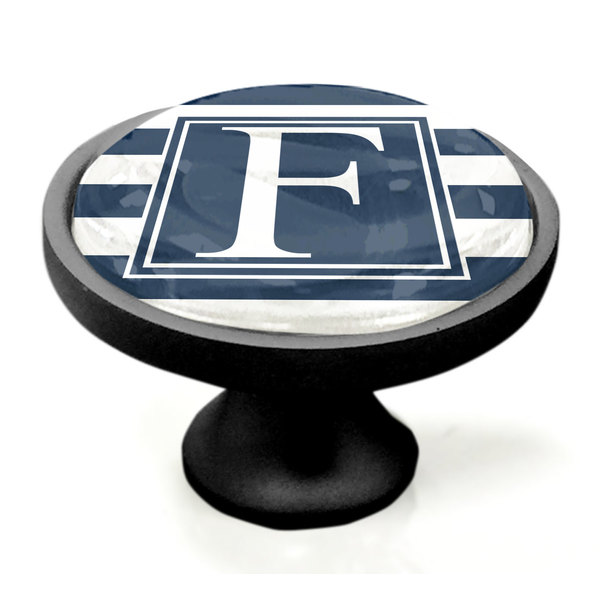 Horizontal Stripe Black Custom Cabinet Knob (Side)