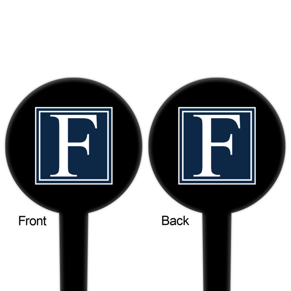 Horizontal Stripe Black Plastic 4" Food Pick - Round - Double Sided - Front & Back