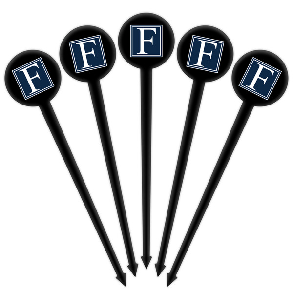 Horizontal Stripe Black Plastic 4" Food Pick - Round - Fan View