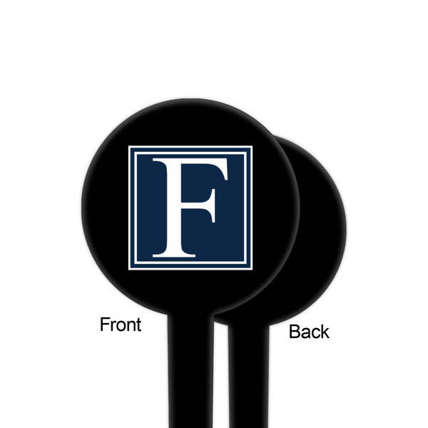 Horizontal Stripe Black Plastic 4" Food Pick - Round - Single Sided - Front & Back