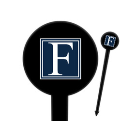 Horizontal Stripe 6" Round Plastic Food Picks - Black - Single Sided (Personalized)