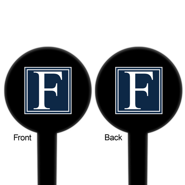 Horizontal Stripe Black Plastic 6" Food Pick - Round - Double Sided - Front & Back