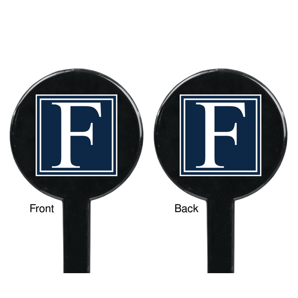 Horizontal Stripe Black Plastic 7" Stir Stick - Double Sided - Round - Front & Back