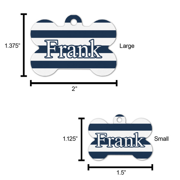 Horizontal Stripe Bone Shaped Dog ID Tag - Large - Scale