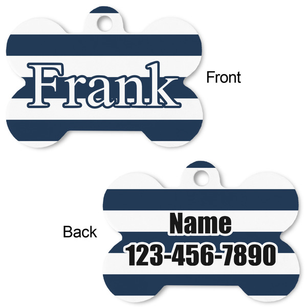 Horizontal Stripe Bone Shaped Dog Tag - Front & Back