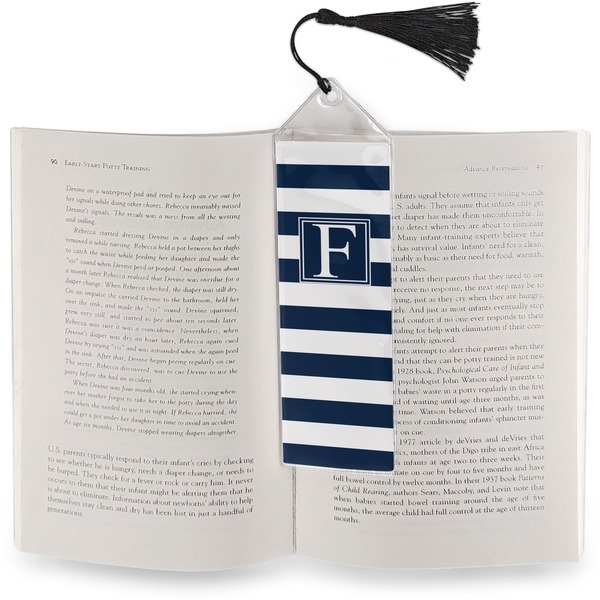 Horizontal Stripe Bookmark with tassel - In book