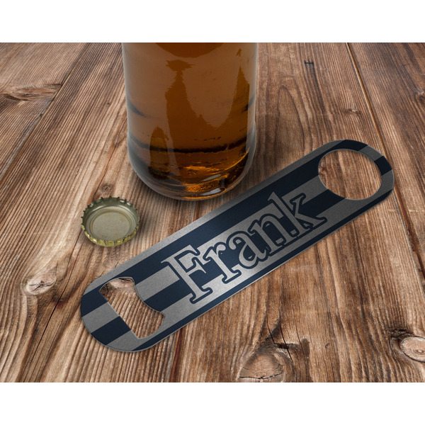 Horizontal Stripe Bottle Opener - In Use