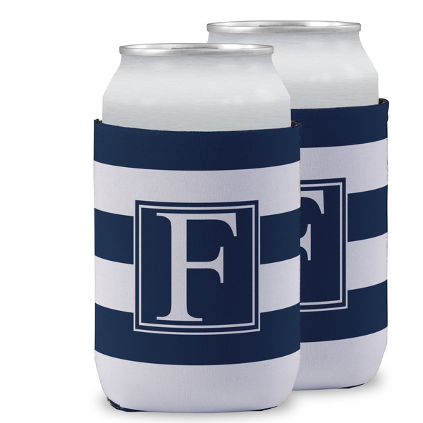 Custom Horizontal Stripe Can Cooler (12 oz) w/ Initial