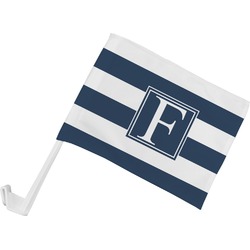 Horizontal Stripe Car Flag - Small w/ Initial