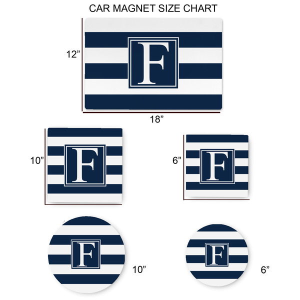 Horizontal Stripe Car Magnets - SIZE CHART