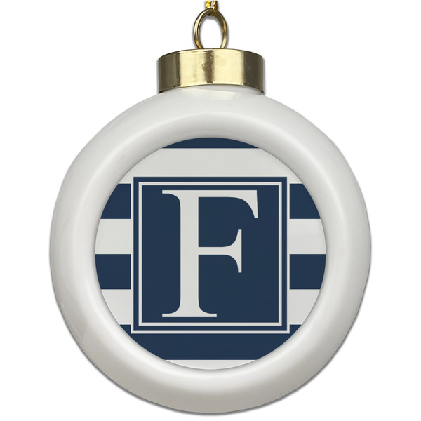 Custom Horizontal Stripe Ceramic Ball Ornament (Personalized)